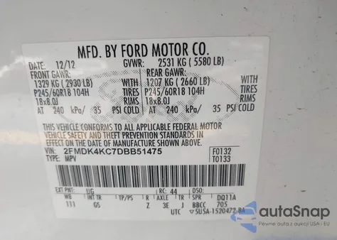 2013 Ford Edge Limited from USA, damaged, VIN 2FMDK4KC7DBB51475